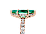 Rose gold Marquise Cut Emerald Solitaire Ring with Pavé Band and Four-Prong Setting_29