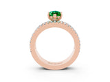 Rose gold Marquise Cut Emerald Solitaire Ring with Pavé and Channel Set Band_3