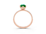 Rose gold Marquise Cut Emerald Solitaire Ring with Pave Band and Four Prong Setting_27