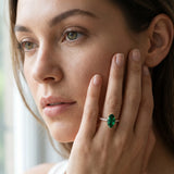 Rose gold Marquise Cut Emerald Solitaire Ring with Round  Pavé Band and Four-Prong Setting_43