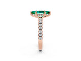 Rose gold Marquise Cut Emerald Solitaire Ring with Round  Pavé Band and Four-Prong Setting_46