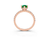 Rose gold Marquise Cut Emerald Solitaire Ring with Round  Pavé Band and Four-Prong Setting_47