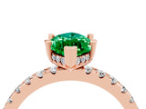 Rose gold Marquise Cut Emerald Solitaire Ring with Round  Pavé Band and Four-Prong Setting_48