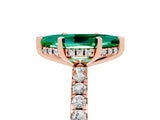 Rose gold Marquise Cut Emerald Solitaire Ring with Round  Pavé Band and Four-Prong Setting_49