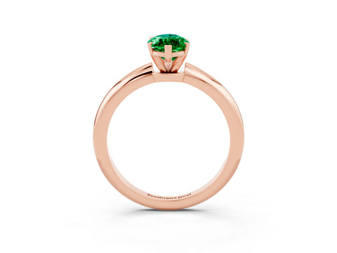 Rose gold Marquise Cut Emerald Solitaire Ring with Six-Prong Setting and Classic Band_3