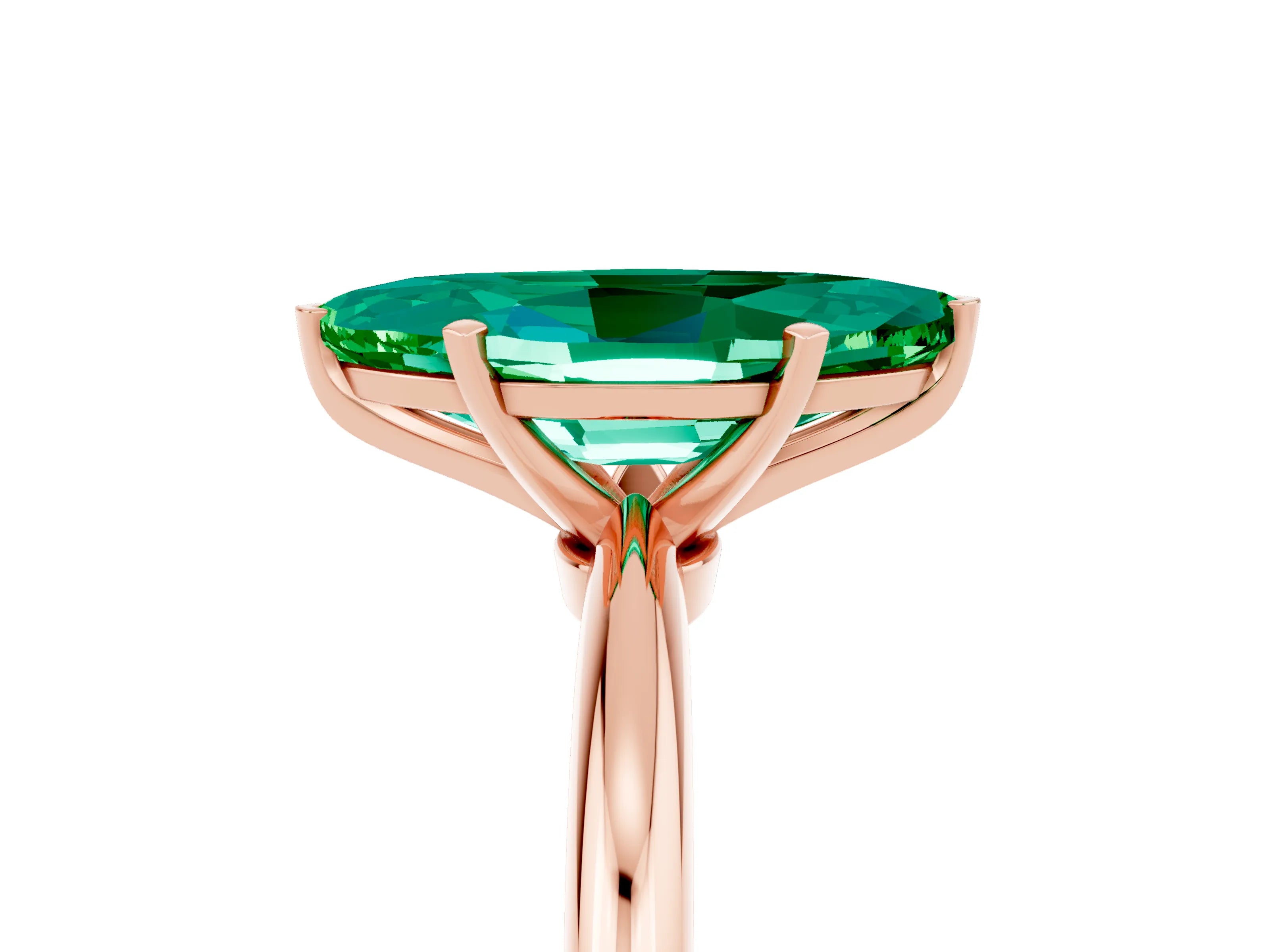 Rose gold Marquise Cut Emerald Solitaire Ring with Six-Prong Setting and Classic Band_5