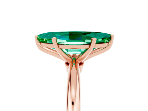Rose gold Marquise Cut Emerald Solitaire Ring with Six-Prong Setting and Classic Band_5