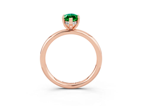 Rose gold Marquise Cut Emerald Solitaire Ring with Thin Band and Four-Prong Setting_15