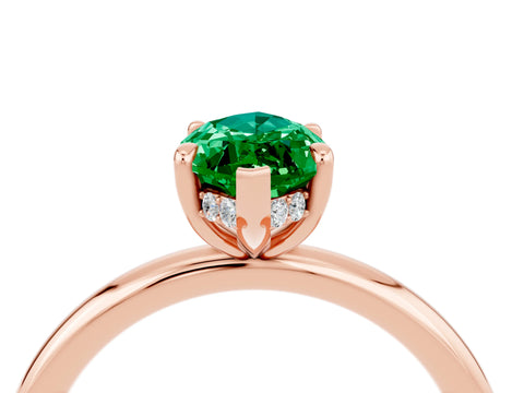 Rose gold Marquise Cut Emerald Solitaire Ring with Thin Band and Four-Prong Setting_16