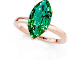 Rose gold Marquise Cut Emerald Solitaire Ring with Thin Band and Prong Setting_13