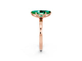 Rose gold Marquise Cut Emerald Solitaire Ring with Thin Band and Prong Setting_14