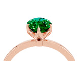 Rose gold Marquise Cut Emerald Solitaire Ring with Thin Band and Prong Setting_16
