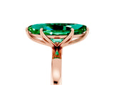 Rose gold Marquise Cut Emerald Solitaire Ring with Thin Band and Prong Setting_17