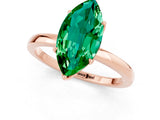 Rose gold Marquise Cut Emerald Solitaire Ring with Thin Band and Prong Setting_25