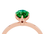 Rose gold Marquise Cut Emerald Solitaire Ring with Thin Band and Prong Setting_28