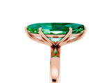 Rose gold Marquise Cut Emerald Solitaire Ring with Thin Band and Prong Setting_29