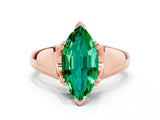 Rose gold Marquise Cut Emerald Solitaire Ring with Wide Band and Prong Setting