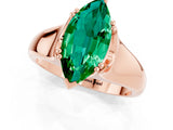 Rose gold Marquise Cut Emerald Solitaire Ring with Wide Band and Prong Setting_1