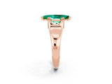 Rose gold Marquise Cut Emerald Solitaire Ring with Wide Band and Prong Setting_2