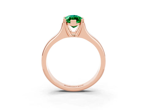 Rose gold Marquise Cut Emerald Solitaire Ring with Wide Band and Prong Setting_3