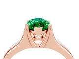 Rose gold Marquise Cut Emerald Solitaire Ring with Wide Band and Prong Setting_4