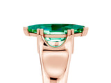 Rose gold Marquise Cut Emerald Solitaire Ring with Wide Band and Prong Setting_5