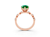 Rose gold Marquise Cut Emerald Solitaire Twisted Band with Round  Accents and Prong Setting_15