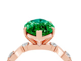 Rose gold Marquise Cut Emerald Solitaire Twisted Band with Round  Accents and Prong Setting_16