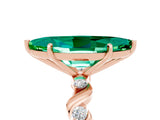 Rose gold Marquise Cut Emerald Solitaire Twisted Band with Round  Accents and Prong Setting_17