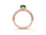 Rose gold Marquise Cut Emerald Solitaire with Side Stones, Pave Band, Four-Prong Setting_39