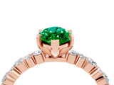Rose gold Marquise Cut Emerald Solitaire with Side Stones, Pave Band, Four-Prong Setting_40