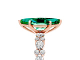 Rose gold Marquise Cut Emerald Solitaire with Side Stones, Pave Band, Four-Prong Setting_41