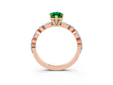 Rose gold Marquise Cut Emerald Solitaire with Side Stones on a Pavé Band and Four-Prong Setting_3