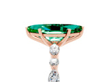 Rose gold Marquise Cut Emerald Solitaire with Side Stones on a Pavé Band and Four-Prong Setting_5