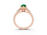 Rose gold Marquise Cut Emerald Split Shank Engagement Ring with Pavé Band_3