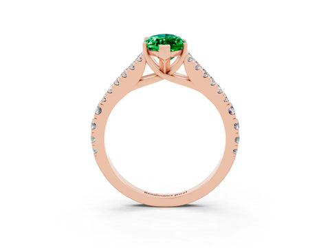 Rose gold Marquise Cut Emerald Split Shank Pavé Engagement Ring with Four-Prong Setting_15