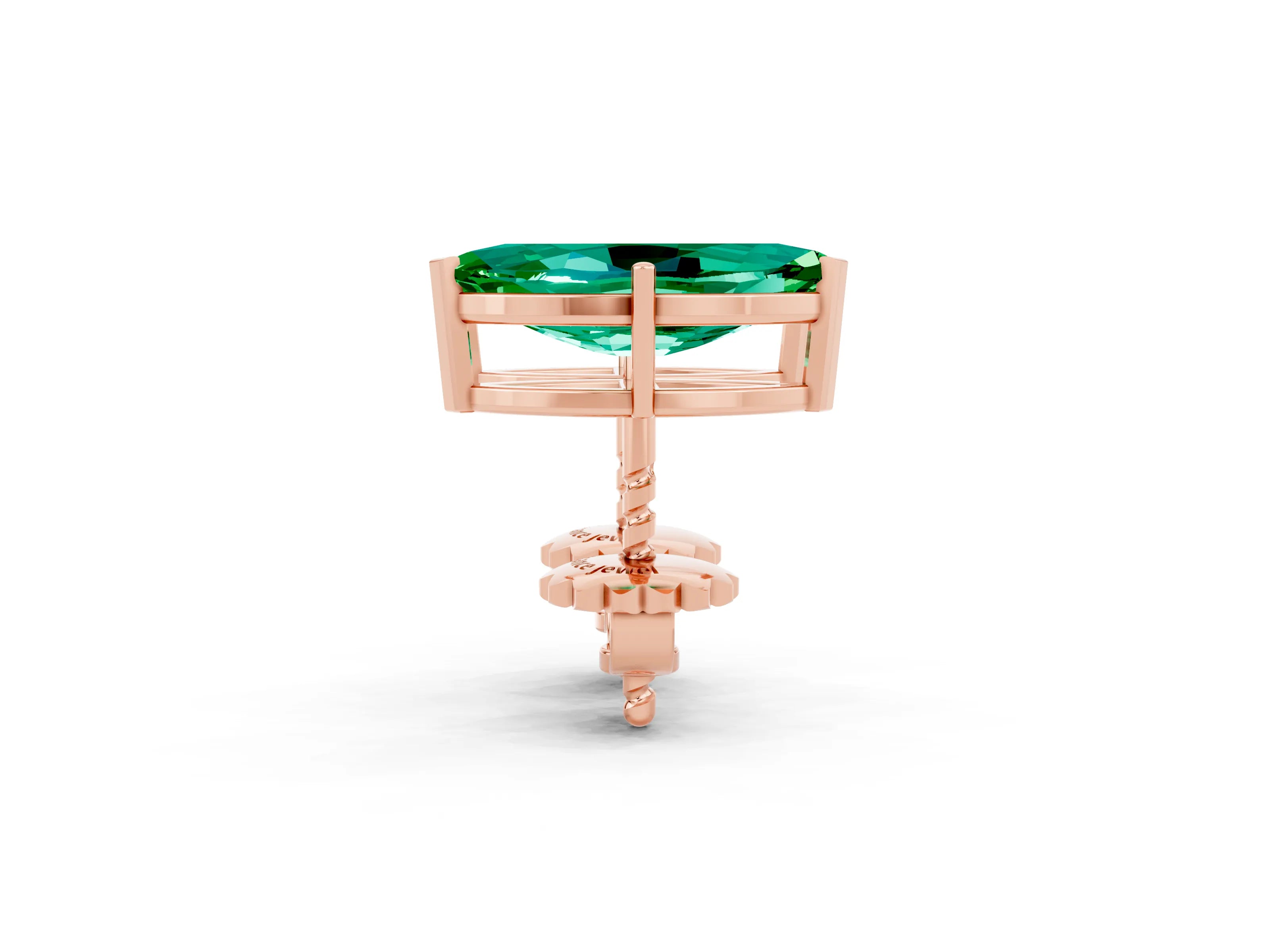 Rose gold Marquise Cut Emerald Stud Earrings_43
