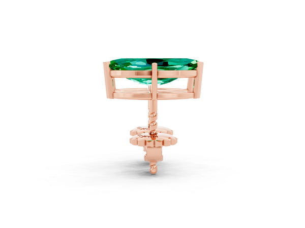Rose gold Marquise Cut Emerald Stud Earrings