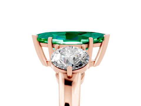 Rose gold Marquise Cut Emerald Three-Stone Ring with Prong Setting and Classic Band_5