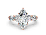 Rose gold Marquise Cut Five-Stone Prong Set Diamond Ring with Classic Band_45