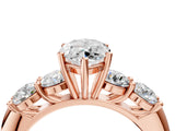 Rose gold Marquise Cut Five-Stone Prong Set Diamond Ring with Classic Band_49