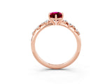 Rose gold Marquise Cut Garnet Cluster Side Stone Solitaire Ring with Prong Setting_27
