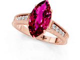 Rose gold Marquise Cut Garnet Engagement Ring with Milgrain Channel Set Band and Prong Setting_1