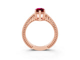 Rose gold Marquise Cut Garnet Engagement Ring with Milgrain Channel Set Band and Prong Setting_3