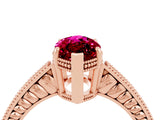 Rose gold Marquise Cut Garnet Engagement Ring with Milgrain Channel Set Band and Prong Setting_4