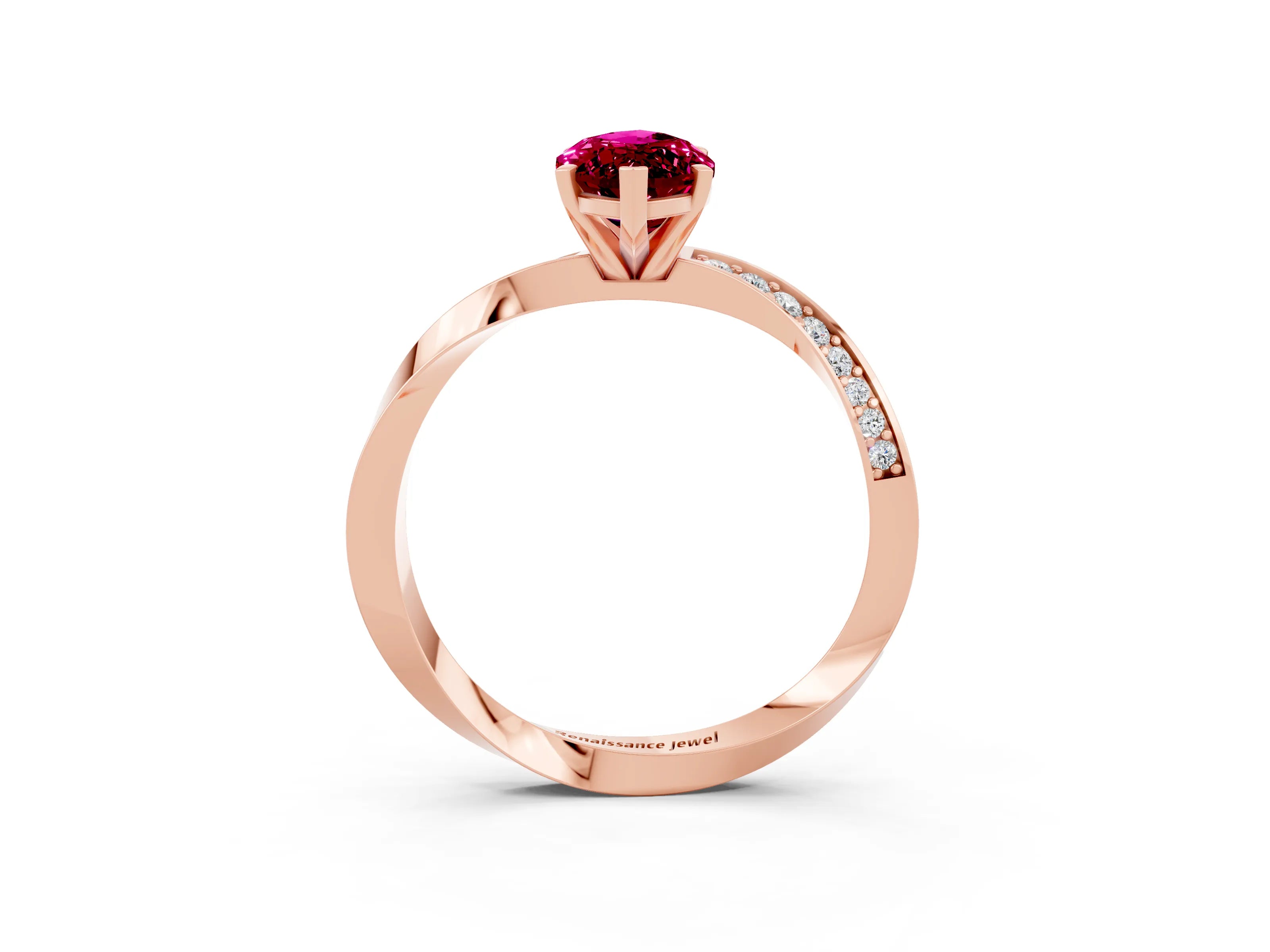 Rose gold Marquise Cut Garnet Engagement Ring with Side Stone Accents and Four-Prong Setting_30