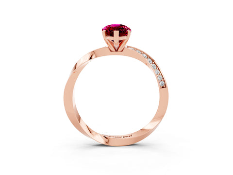 Rose gold Marquise Cut Garnet Engagement Ring with Side Stone Accents and Four-Prong Setting_30