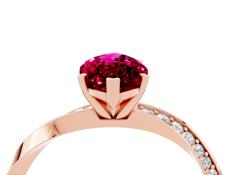 Rose gold Marquise Cut Garnet Engagement Ring with Side Stone Accents and Four-Prong Setting_31