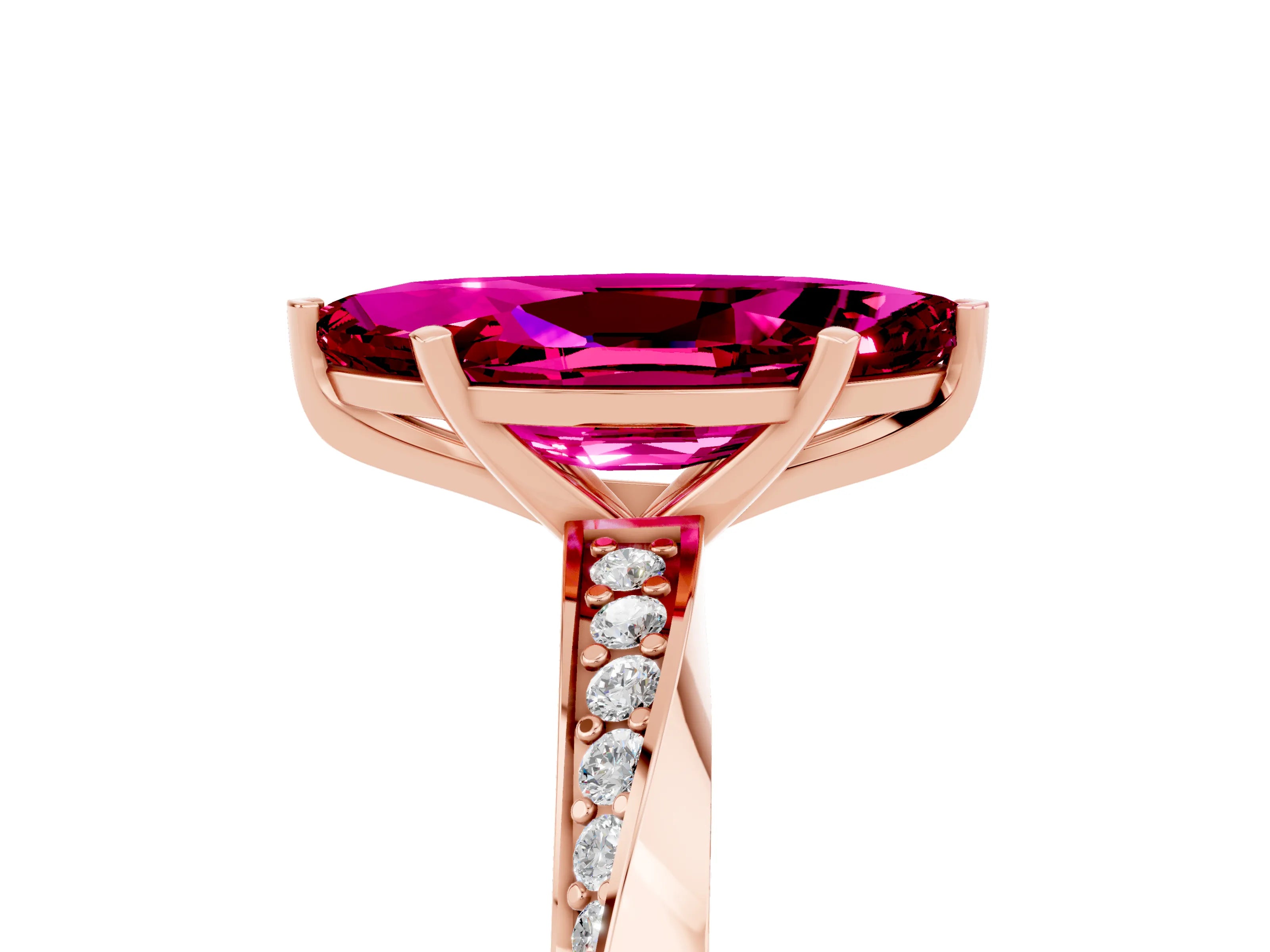 Rose gold Marquise Cut Garnet Engagement Ring with Side Stone Accents and Four-Prong Setting_32