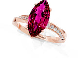 Rose gold Marquise Cut Garnet Engagement Ring with Side Stone Accents and Four-Prong Setting_61